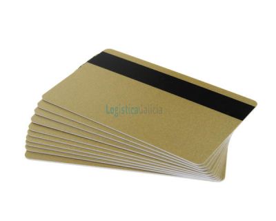 Tarjetas PVC doradas con panel de firma y banda magnética para impresoras de tarjetas (Pack de 100)