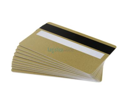 Tarjetas PVC doradas con panel de firma y banda magnética para impresoras de tarjetas (Pack de 100)