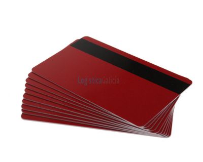 Tarjetas PVC rojas con banda magnética para impresoras de tarjetas (Pack de 100)